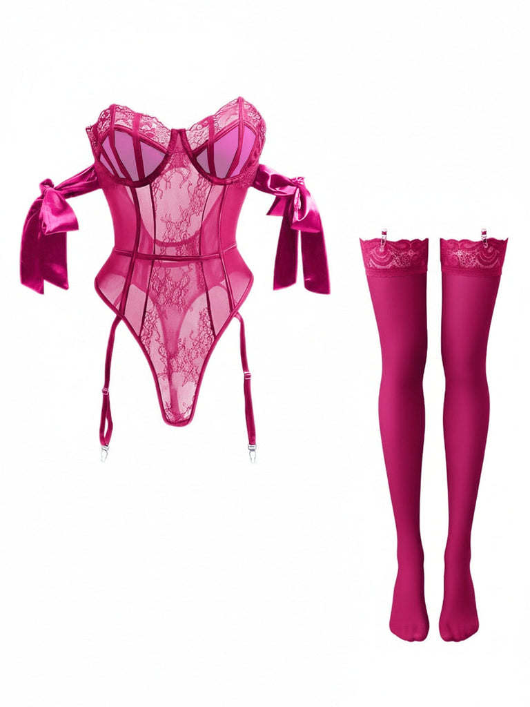[Prevendita] Completo pigiama con body e papillon e calze anni '80