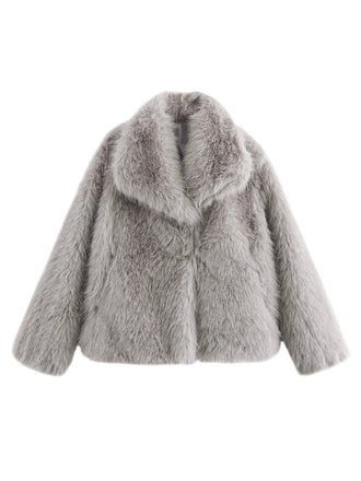 Giacca corta in pelliccia sintetica grigia anni '80