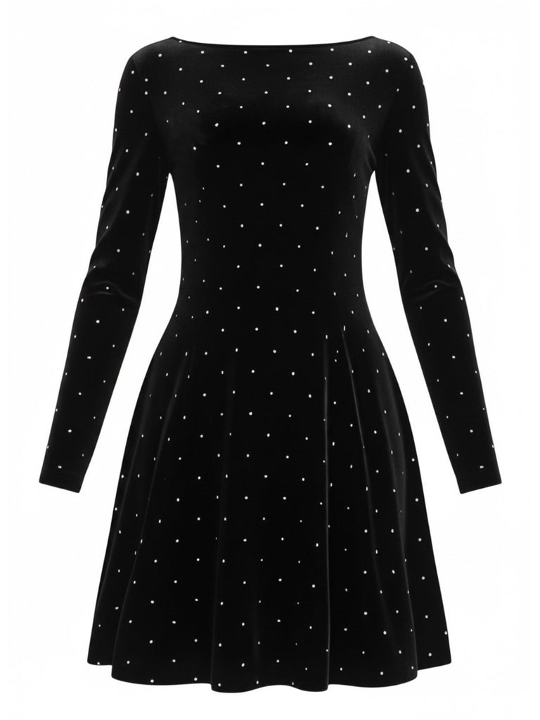 Abito da sera in velluto con strass anni '80