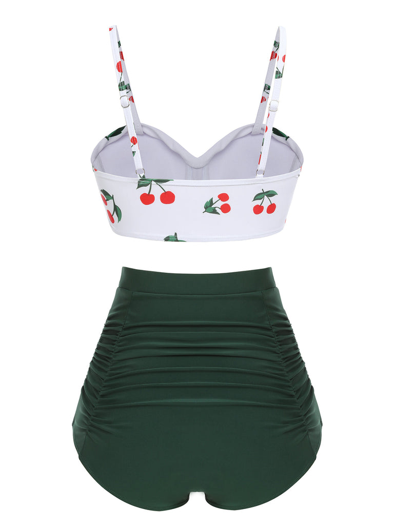 2PCS Set bikini con spalline a ciliegia anni '50