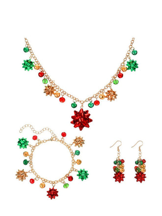 Set di collana e bracciale e orecchini con campanella a fiore Natale
