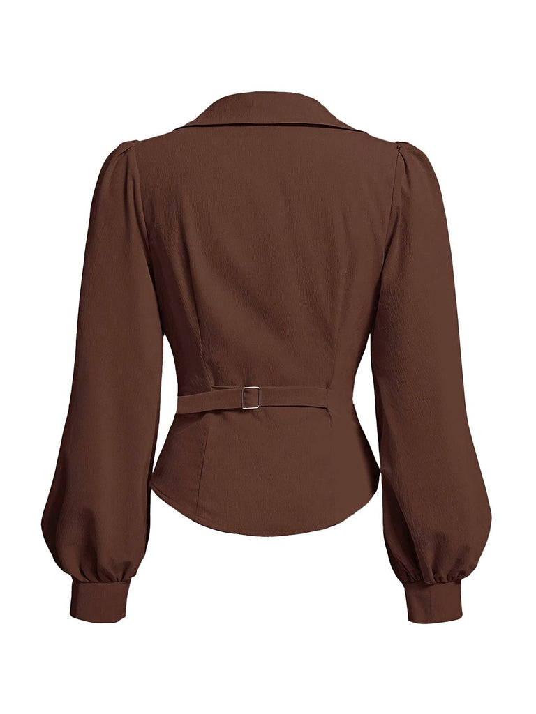 Camicetta con revers con maniche a lanterna e vita aderente anni '30