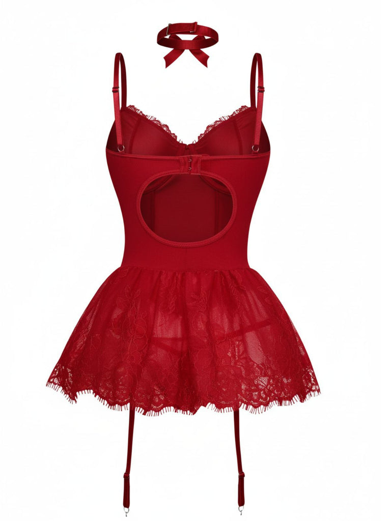 Completo body con corsetto e pizzo anni '60