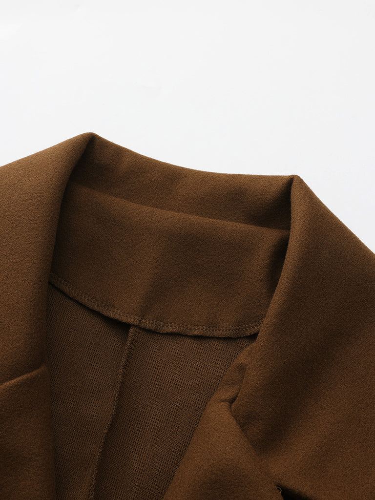 Cappotto a ruota in lana sintetica tinta unita con revers anni '40