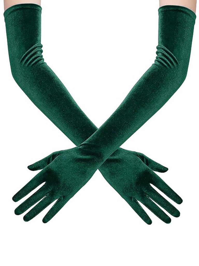 Guanti lunghi vintage in velluto da festa