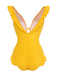 Costumi intero con scollo a V volant giallo anni '30
