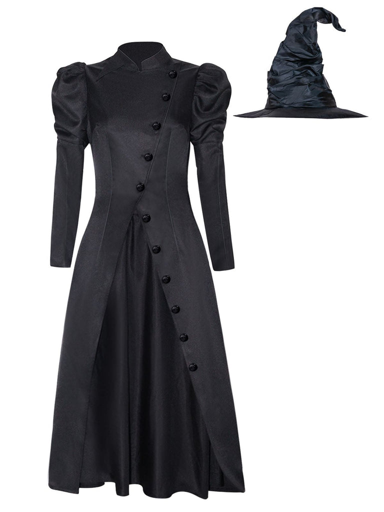 Costume da strega Elphaba ispirato Wicked con cappello nero anni '40