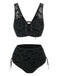 Set bikini gotico pipistrello spalline rete nero anni '80