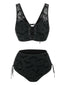 Set bikini gotico pipistrello spalline rete nero anni '80