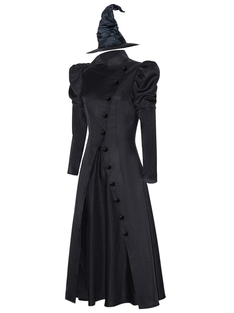 Costume da strega Elphaba ispirato Wicked con cappello nero anni '40