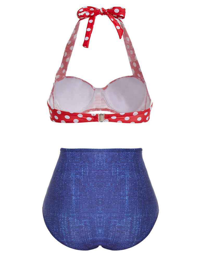 Costumi bikini scollo all'americana e pois retrò anni '50