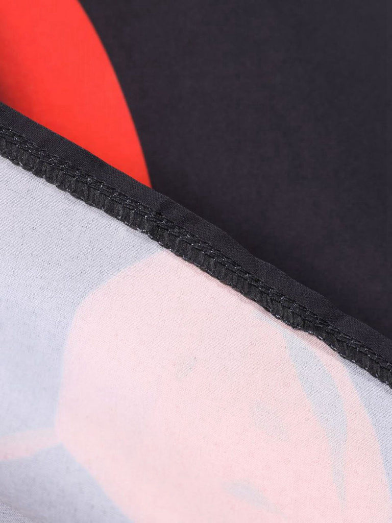 Abito patchwork con maniche in pizzo Halloween nero anni '50