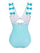 Costumi intero a righe fiocco cava spalline sottili blu anni '60