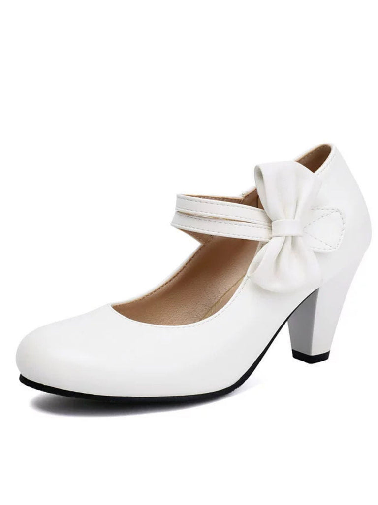 Scarpe con tacco alto in pelle con cinturino a fiocco