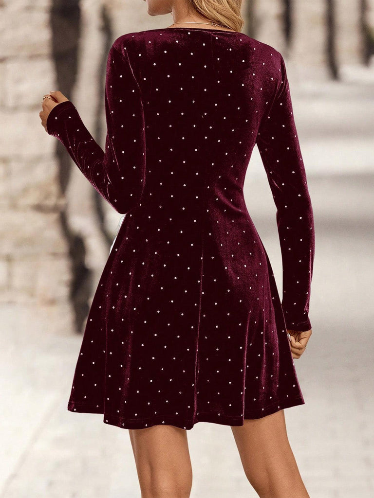 Abito da sera in velluto con strass anni '80