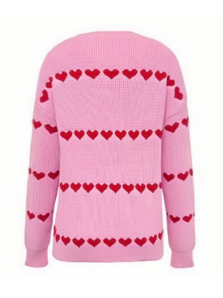 Maglione a maglia a forma di cuore San Valentino anni '40