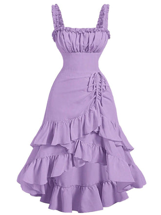 [Prevendita] Abito arricciature e orlo a balze con spalline anni '50