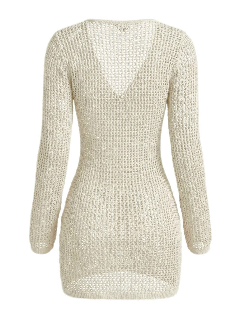 Copricostume con lavorato all'uncinetto a maniche lunghe anni '80