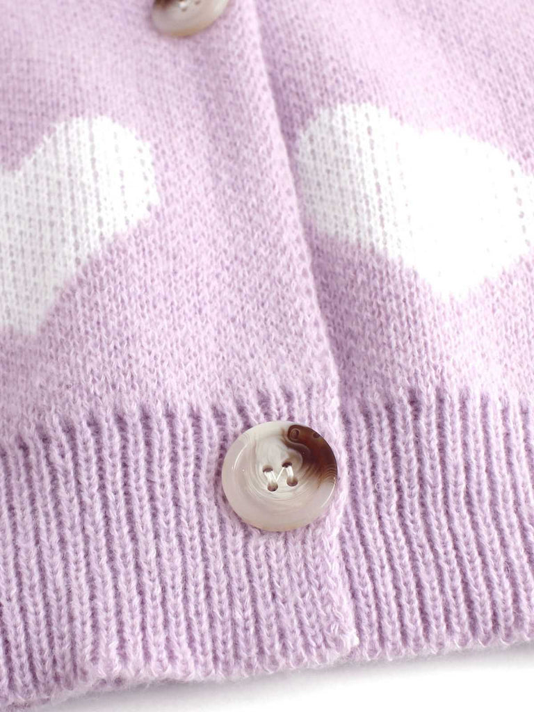 Cardigan in maglia con stampa a cuore per San Valentino anni '50