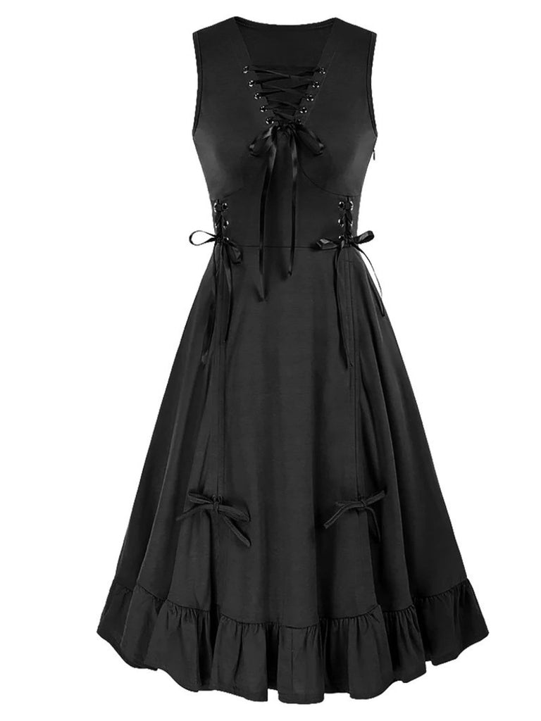Abito senza maniche con coulisse e lacci anni '40