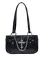 Borsa a tracolla vintage con catena a croce nero
