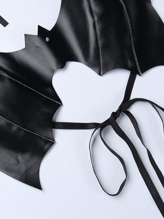 Top gotico con lacci e scollo all'americana nero anni '80