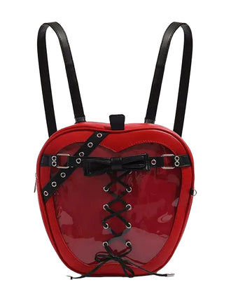 Borsa a tracolla gotico a forma di mela in pelle con fiocco