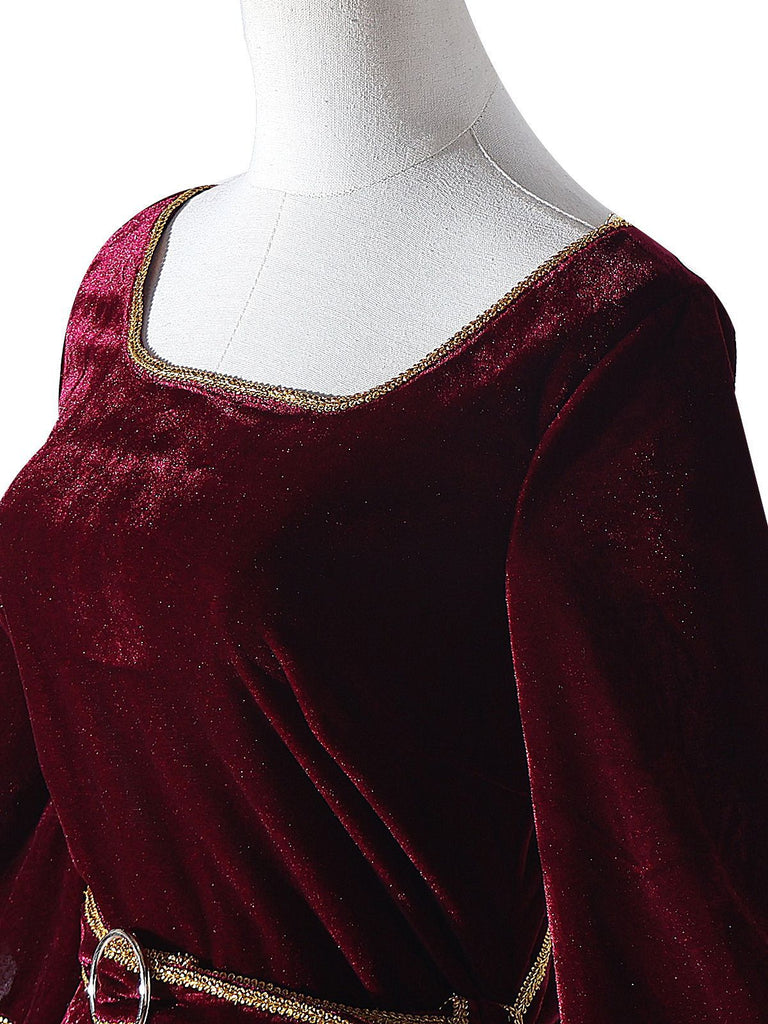 Abito Tangled Mother Gothel in velluto bordeaux anni '30