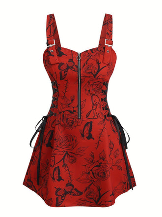 [Taglie forti] Abito floreale a rose steampunk anni '70