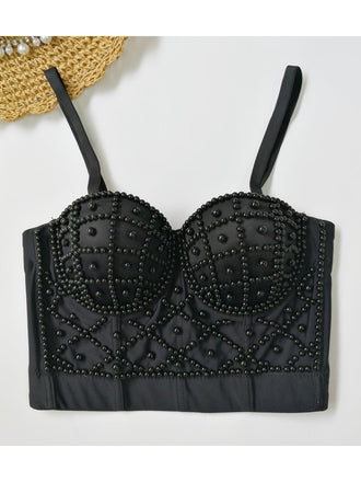 Corsetto in perle canotta a spina di pesce anni '80