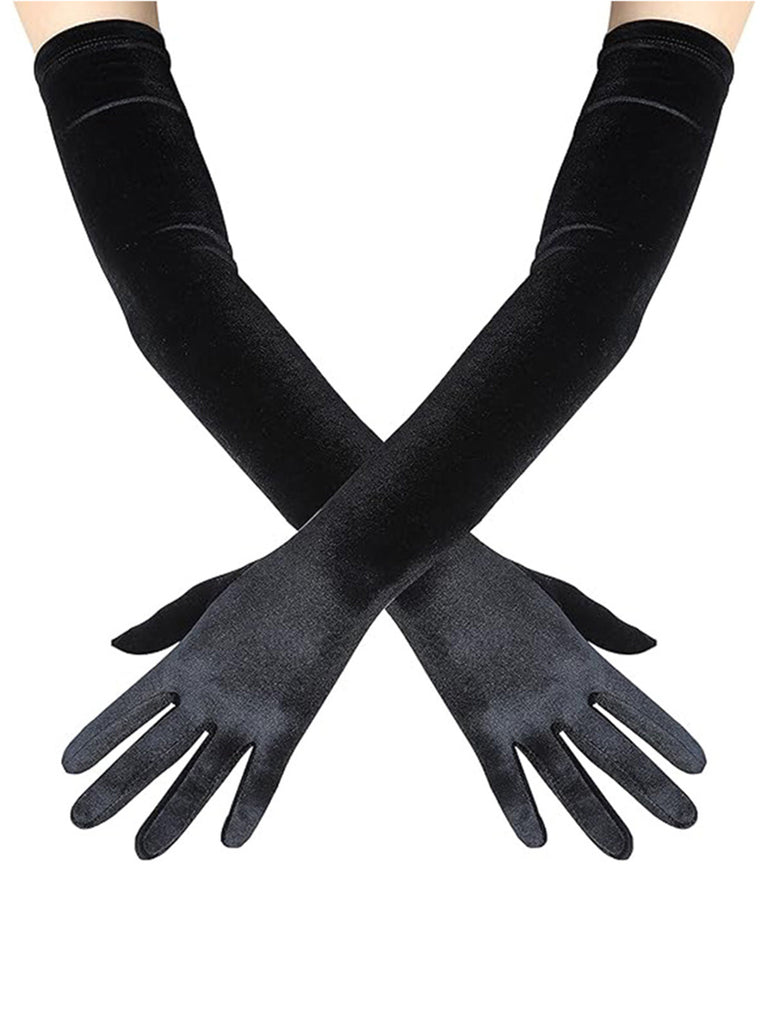 Guanti lunghi vintage in velluto da festa