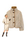 Cappotto reversibile con bottoni in pelliccia beige anni '80