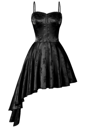 Abito asimmetrico in raso con spalline sottili anni '80