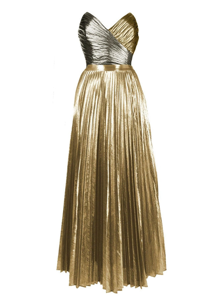 2PCS Costumi Intero Oro Anni '50 Metallizzato e Copricostume