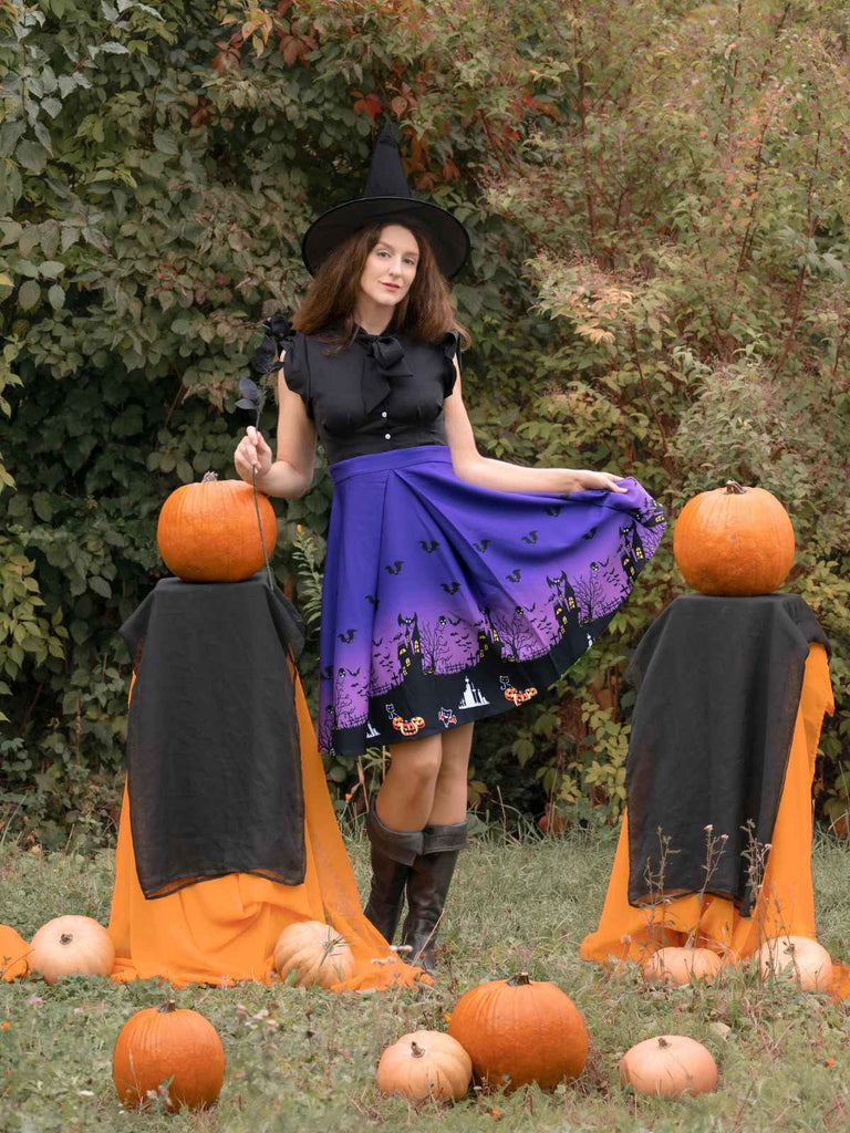 Abito patchwork Halloween viola anni '50