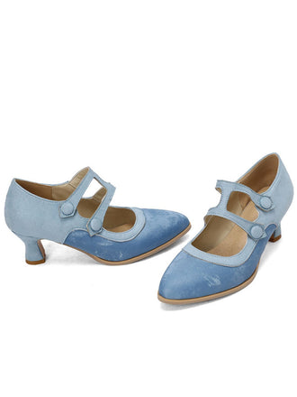 Mary Jane in pelle scamosciata con dettagli a bottone