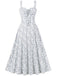 Abito con lacci floreali e spalline larghe anni '40