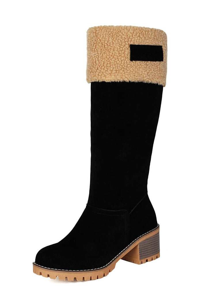 Stivali da neve con tacco a blocco in finta pelle scamosciata