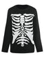 Maglione lavorato a maglia con scheletro Halloween nero anni '50