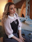 2PCS Camicetta rosa e abito grigio colorblock anni '40