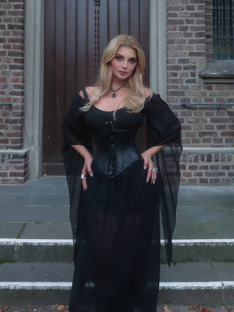 Abito con spalline trasparenti da strega Halloween anni '50