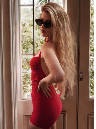 Costumi intero plissettato scollo all'americana rosso anni '50