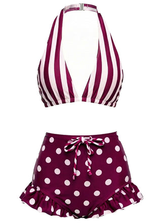 [Prevendita] Costumi a righe e pois con volant rosso e bianco anni '40