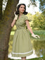 Abito patchwork in cotone plaid e pizzo verde anni '40