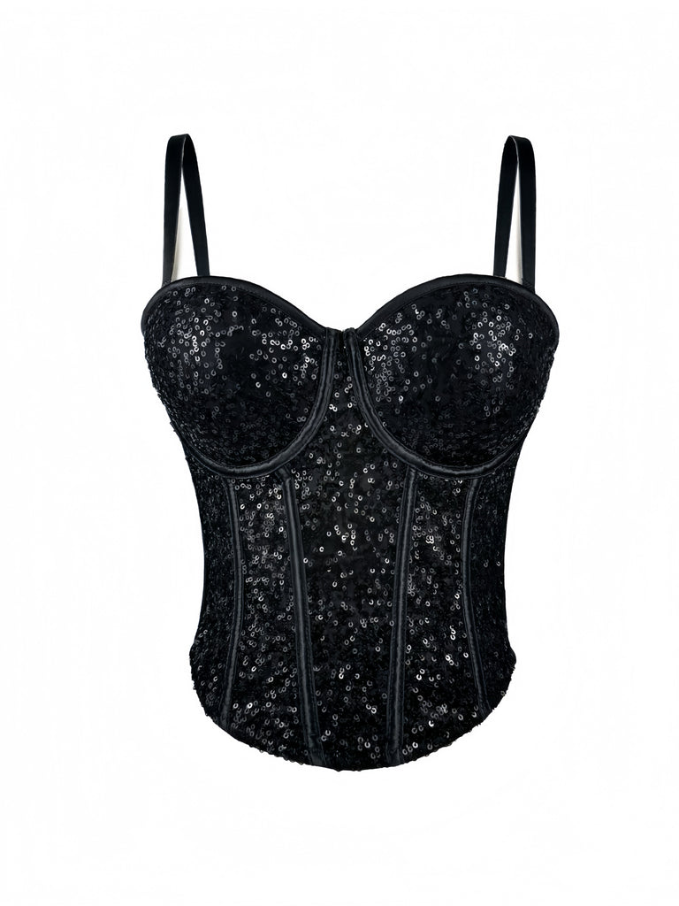 Corsetto punk con paillettes e stecche anni '80