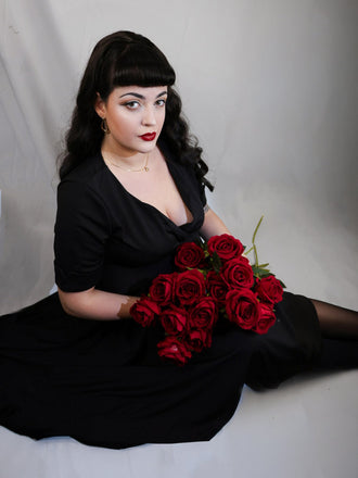 Vestito Swing con piega a cuore solido anni '50