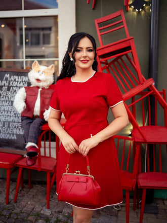 Abito con finte tasche rosso anni '60