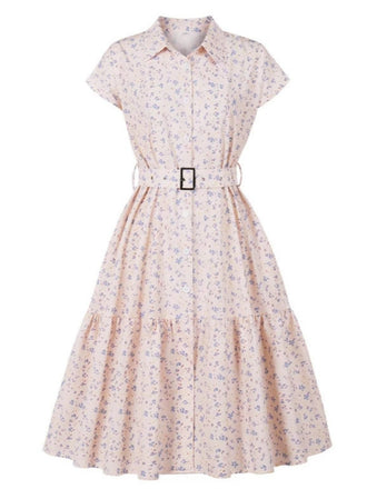 Abito floreale e colletto blazer con cintura anni '40