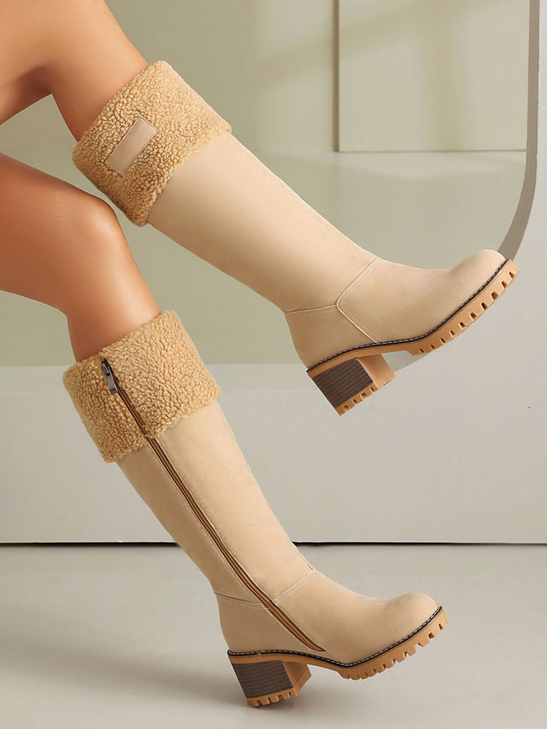 Stivali da neve con tacco a blocco in finta pelle scamosciata