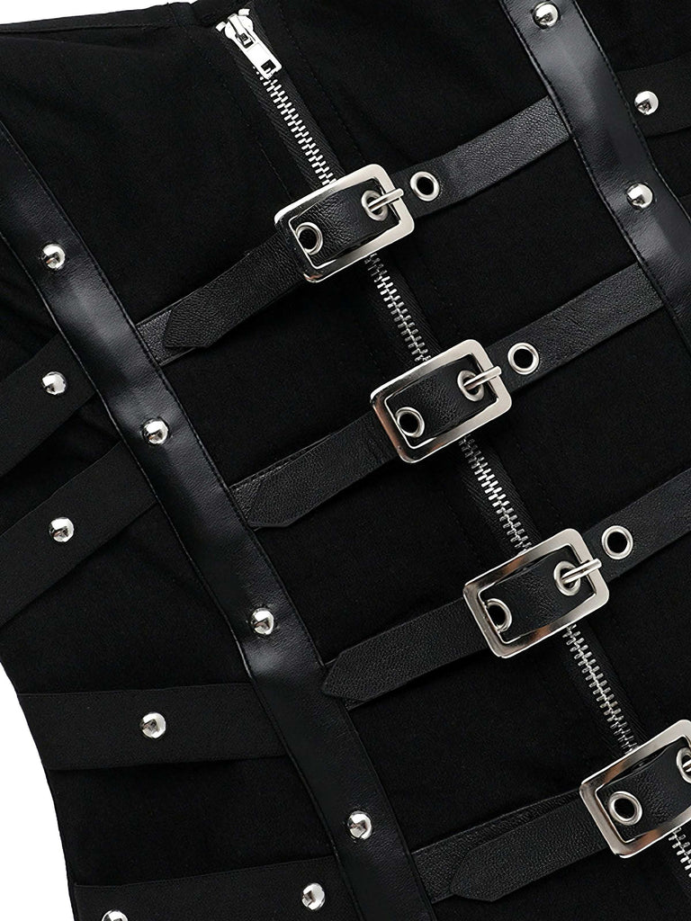 Top corsetto punk con borchie nero anni '80